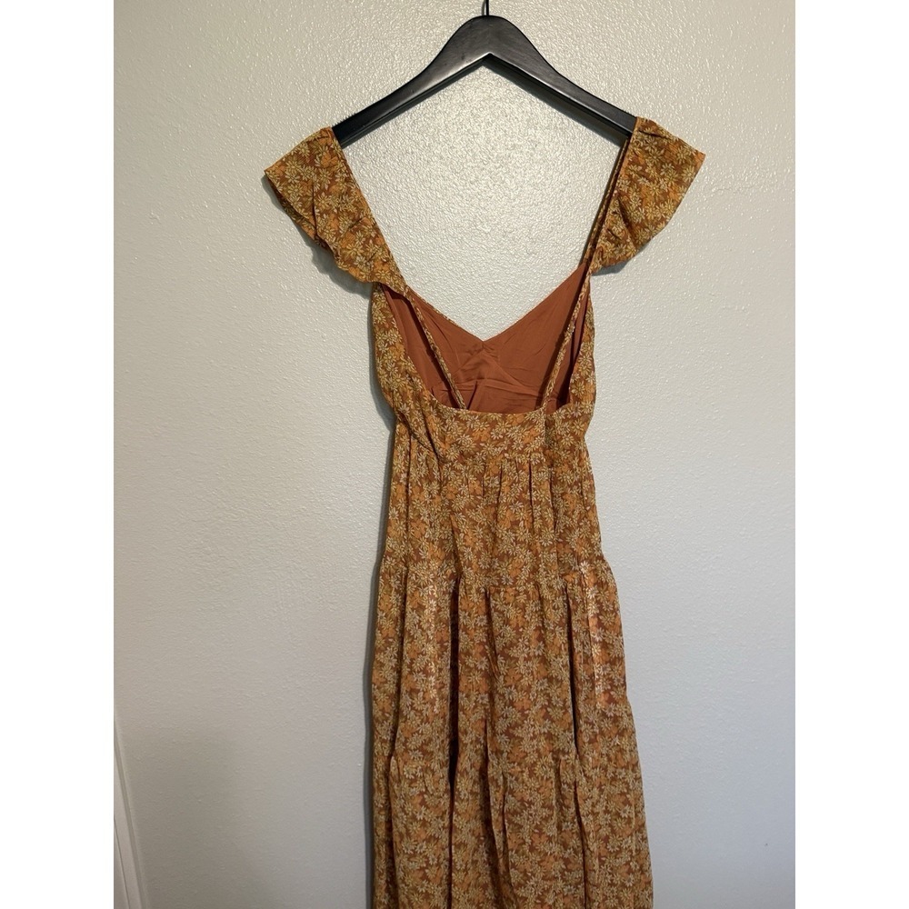 Madewell Floral Georgette Ruffle-Sleeve Tiered Midi Dress Daisy Meadow Size 14 - Picture 9 of 13